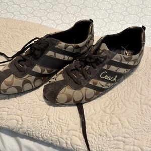 Coach Signature Brown and Black Lace-Up Sneakers